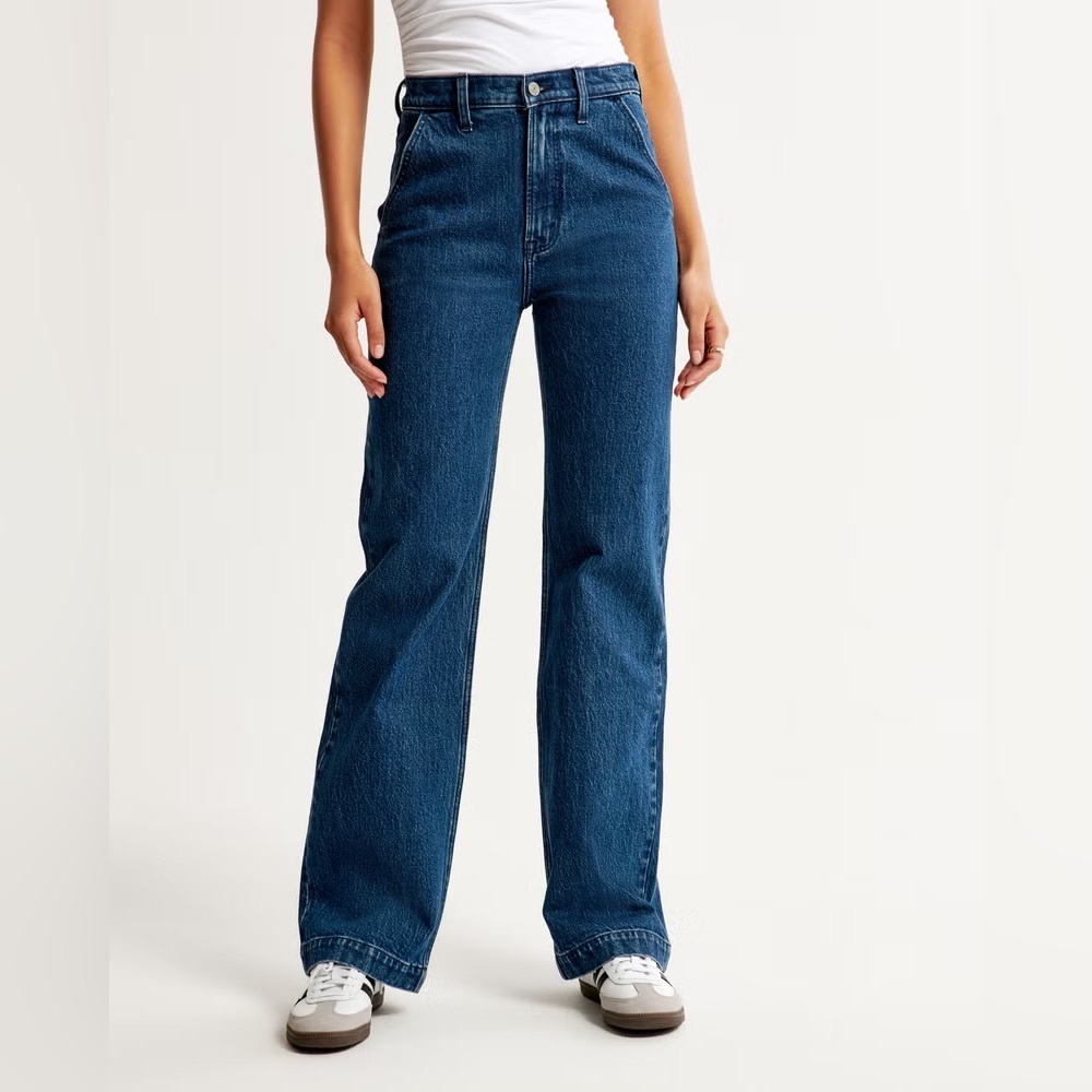 Abercrombie High Rise 90s Relaxed Jean (dark With Trouser Pockets) curve love